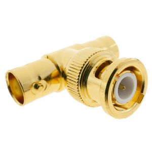 Conector dorado BNC RG6U macho-hembra-hembra empalme "T"