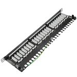 Patch panel rack 24 RJ45 Cat.6A FTP 0.5U negro con peine para gestión de cables - RD04700 - 03