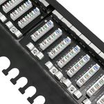 Patch panel rack 24 RJ45 Cat.6A FTP 0.5U negro con peine para gestión de cables - RD04700 - 04