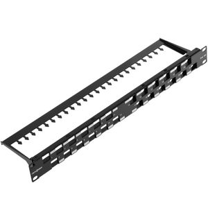 Patch panel de 24 RJ45 Cat.6a UTP 1U negro con peine