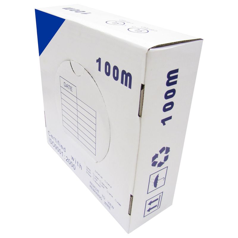 Bobina de cable de red ethernet Cat. 6 UTP CCA de 100 m rígido de color azul - LQ01300 - 01