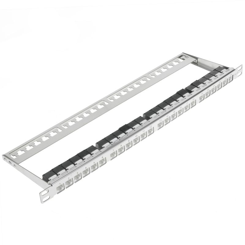 Patch panel 24 RJ45 Cat.6 UTP 0.5U metal con peine para gestión de cables - RD03900 - 01