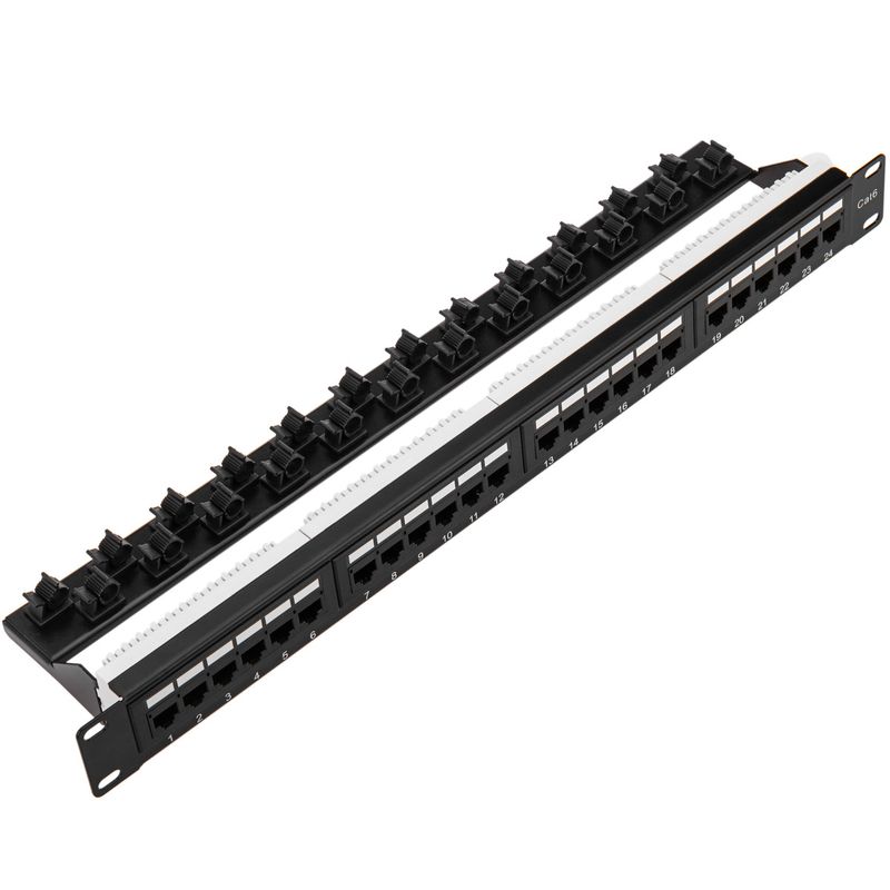 Patch panel de 24 puertos RJ45 Cat.6 UTP 1U con peine - RC03800 - 01