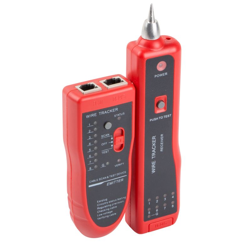 Comprobador de cables de red con rastreador de pares Lanberg NT-0501 para RJ45 RJ12 RJ11 y coaxial - CT10400 - 01