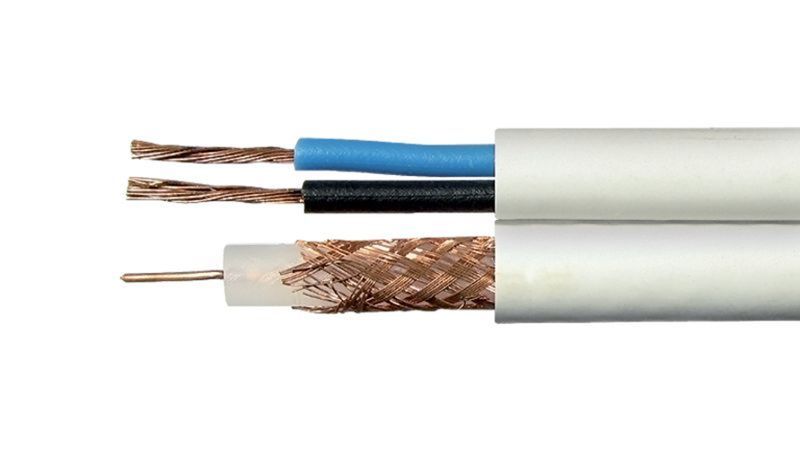 Bobina de cable coaxial RG59 con 2 cables de alimentación 100m - RG 592 - 01